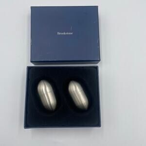Brookstone Salt & Pepper Stainless Steel Silver Weighted Wobbler Shakers Wobbly